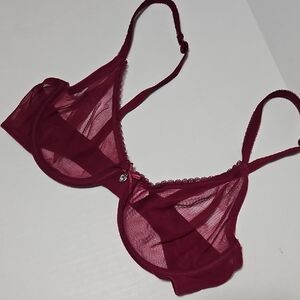 Varsbaby Sheer Burgundy Underwire Bra - Women's Intimates Size 36C
